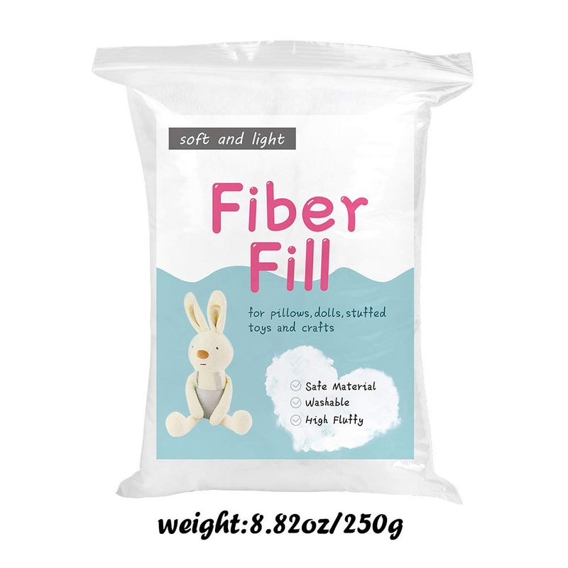 LOKUNN 8.8oz/250g Polyester Fiber Fill, (2.12oz~3.97lb) Stuffing Pillow Filling Stuffing Cushion Filling, Batting High Resilience Fill Fiber, Stuffing for Stuffed Animals/DIY Crafts (White) - Image 2